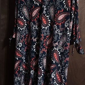 Paisley Print Dress with Tie Sleeves